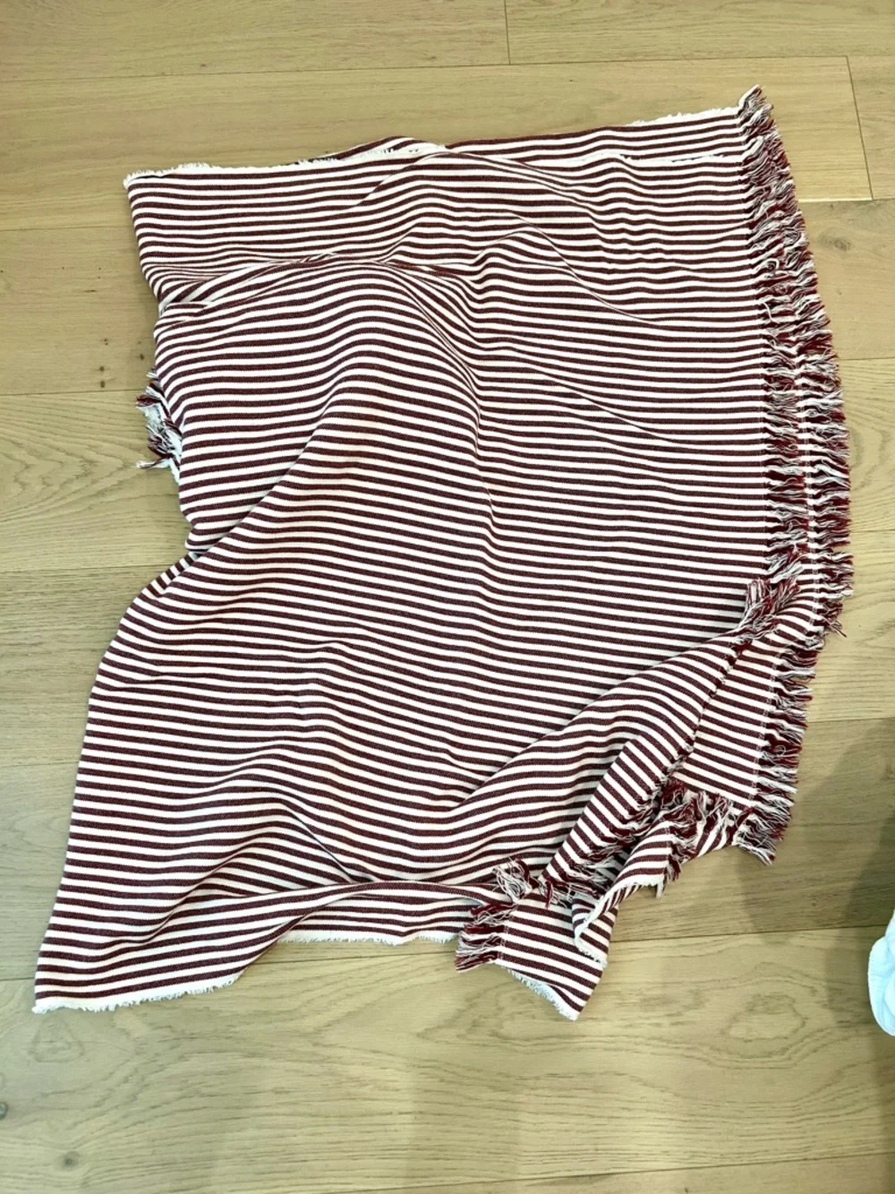 IKEA TUVALIE Red and White Striped Throw Blanket